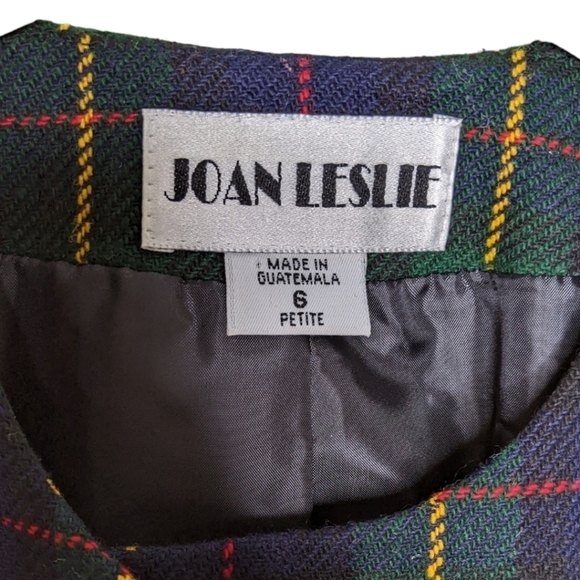 Vintage Joan Leslie Tartan Print Green & Red Blazer 6P - Picture 13 of 16